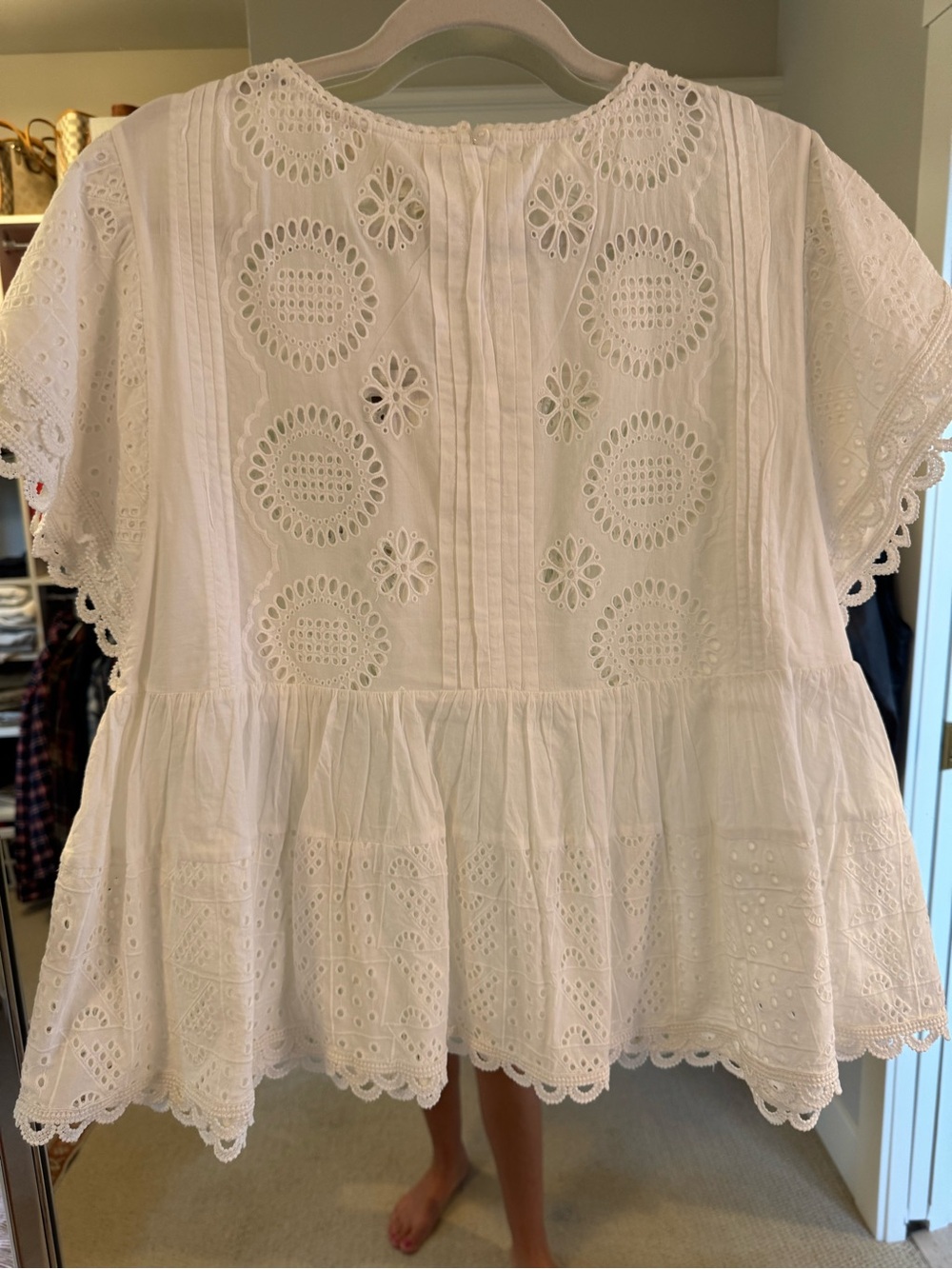 Anthropologie White Eyelet Peplum Top - Picture 4 of 6